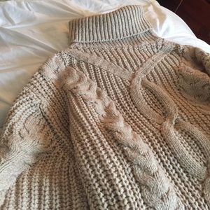 Chunky knit turtleneck with balloon sleeves